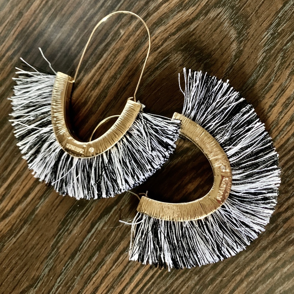 Sugarfix - Black & White Fringe Earrings - Sugarfix BaubleBar